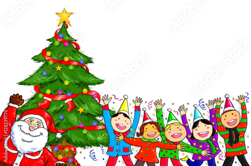 Merry Christmas Santa Claus Christmas Tree Celebration