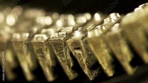 Typing with old typewriting machine, vintage device