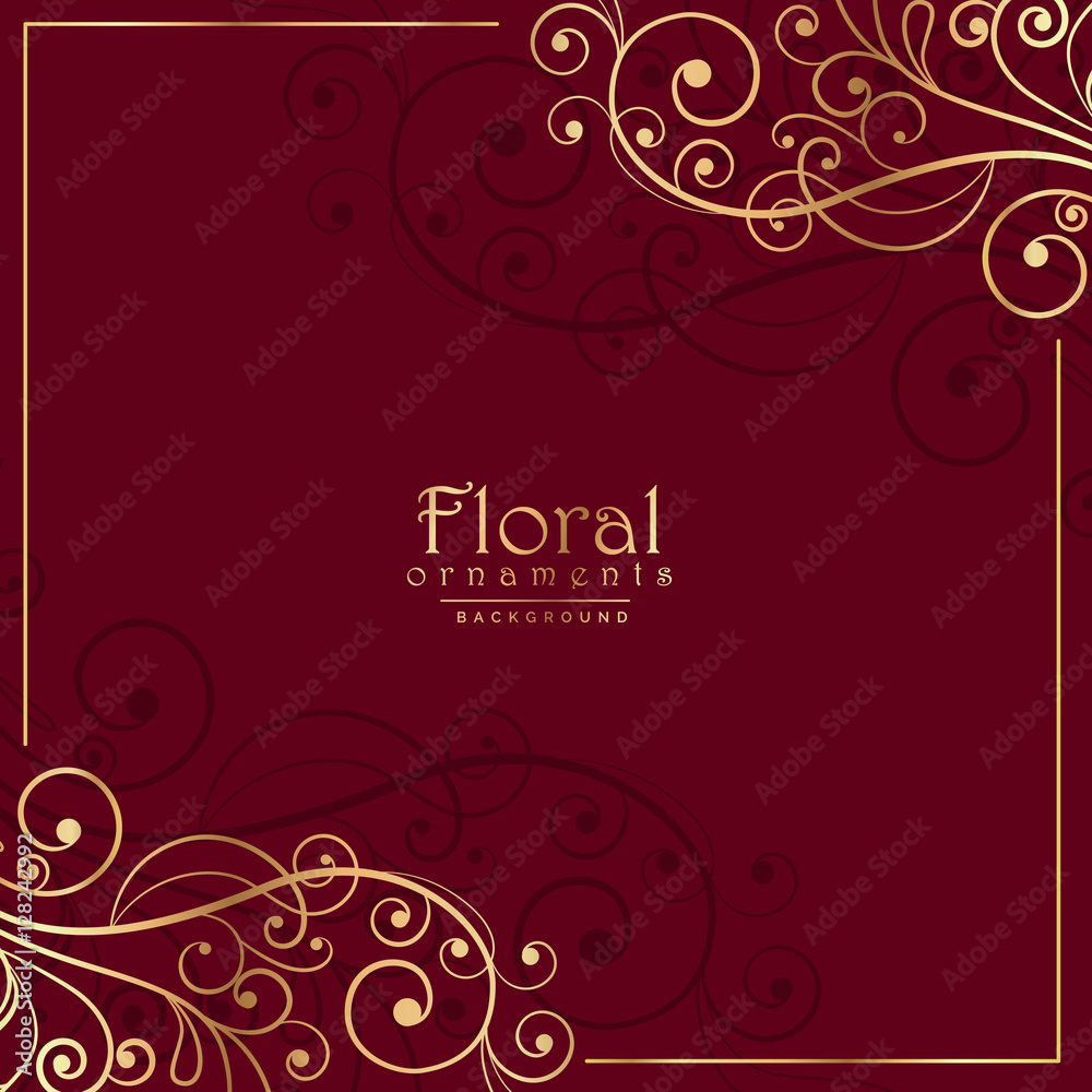floral ornamental decoration on red background