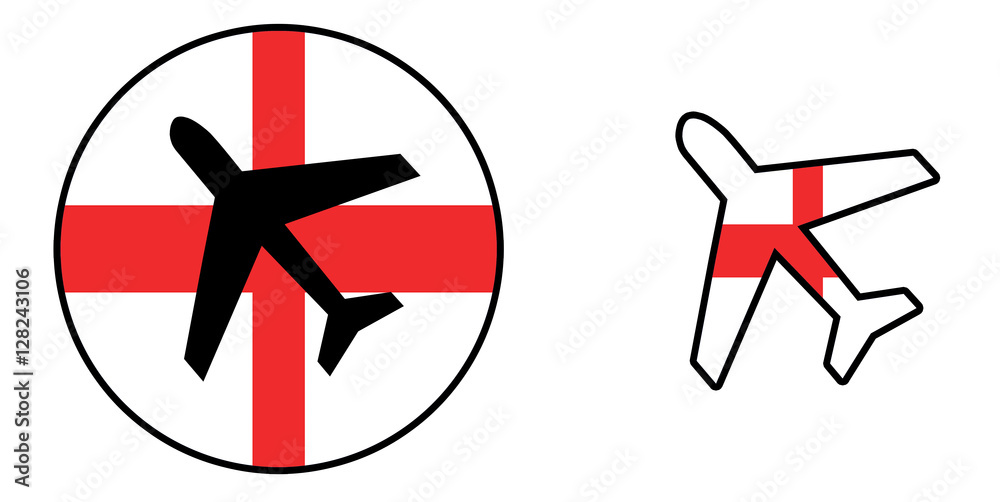 Nation flag - Airplane isolated - England Nation flag - Airplane isolated - England
