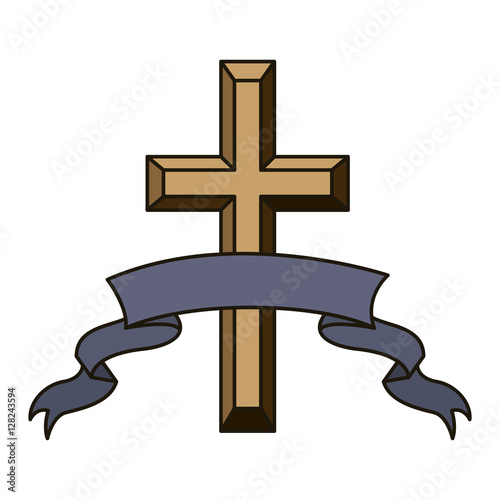 Cross icon. Religion god pray faith and believe theme. Isolated design. Vector illustration