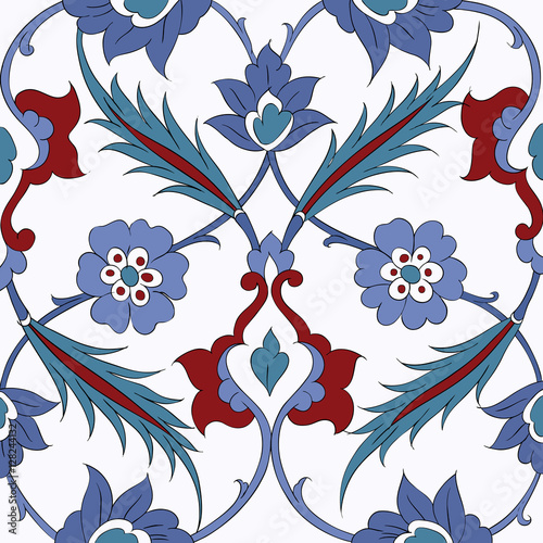 Traditional Arabic ornament seamless. Floral Ornamental pattern. Iznik .Vector. Background