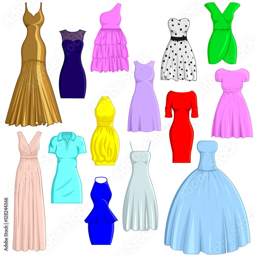 A set of dresses in different styles
