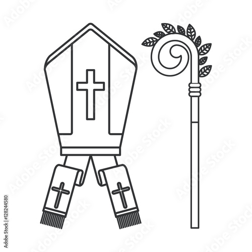 Pope hat icon. Religion god pray faith and believe theme. Isolated design. Vector illustration