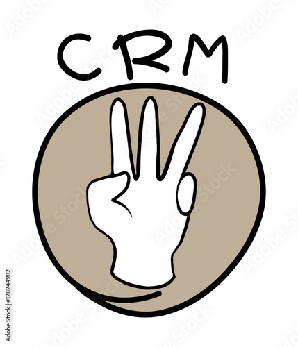 Hand Sign with CRM or Customer Relationship Management Concepts