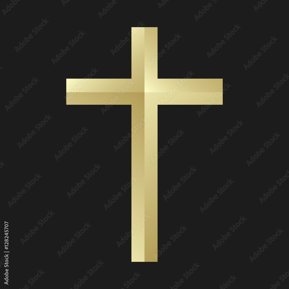 Shiny Gold Cross Icon or Logo