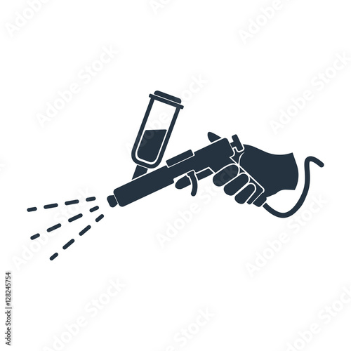 color spray in hand, isolated icon on white background, auto ser