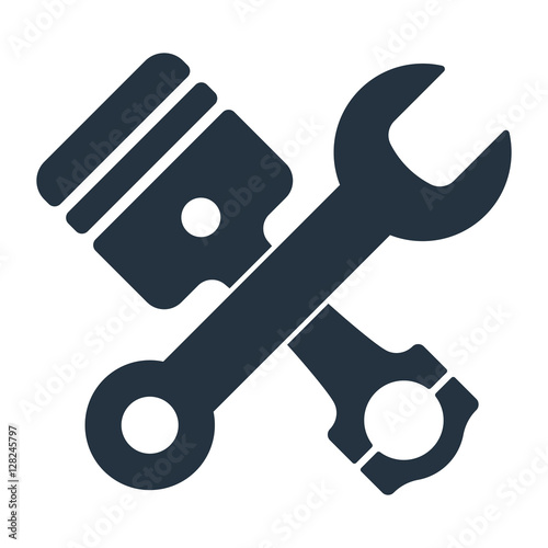 piston, wrench, isolated icon on white background, auto service,