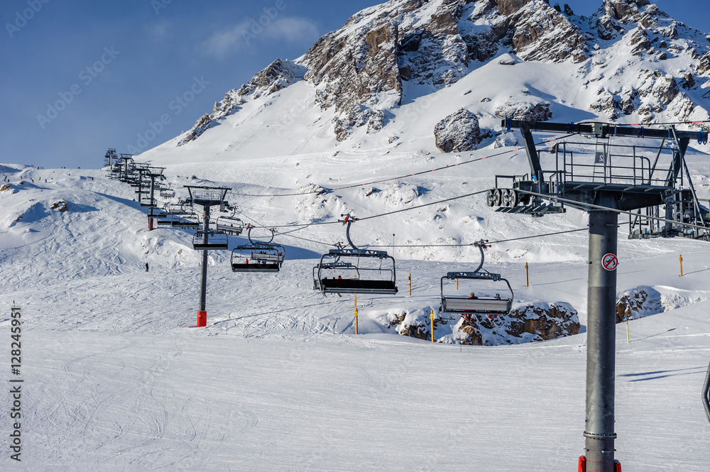 Ski lift in mountains at winter Ski lift in mountains at winter