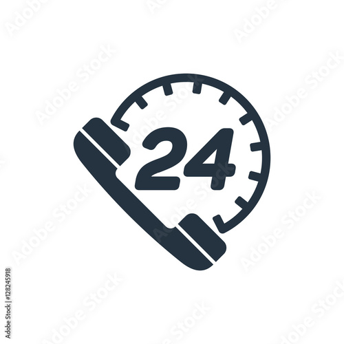 car service, 24 hours, call center, isolated icon on white backg