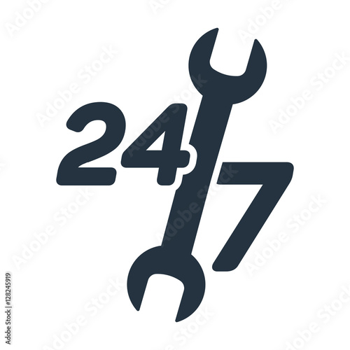 car service, 24 hours, call center, isolated icon on white backg