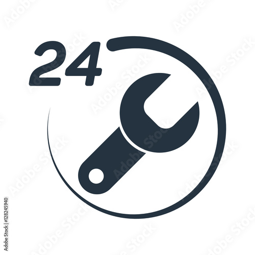 car service, 24 hours, call center, isolated icon on white backg