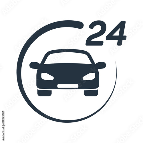 car service, 24 hours, call center, isolated icon on white backg