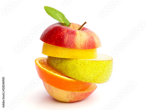 Assorted fruits cut in slices