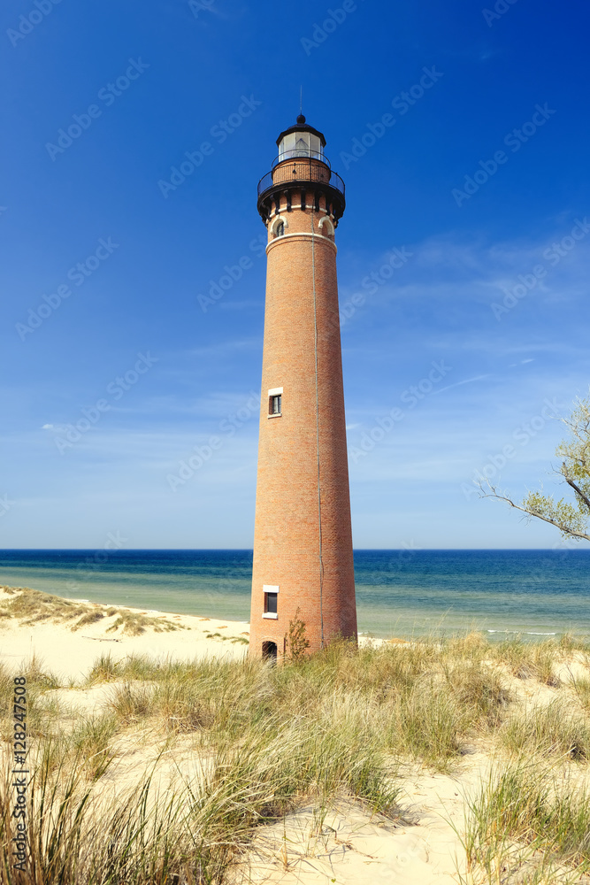 Little Sable Point Lighthouse in dunes, built in 1867