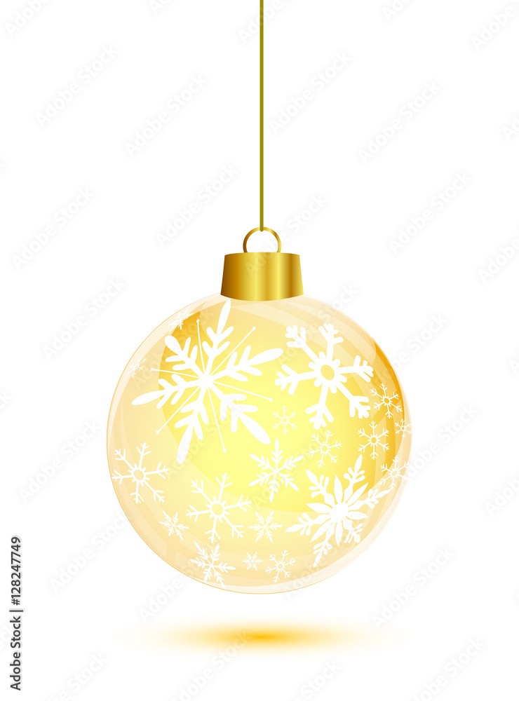 Gold glossy snowflakes christmas ball hanging Gold glossy snowflakes christmas ball hanging