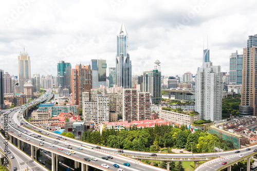 modern buildings and viaduct in shanghai
