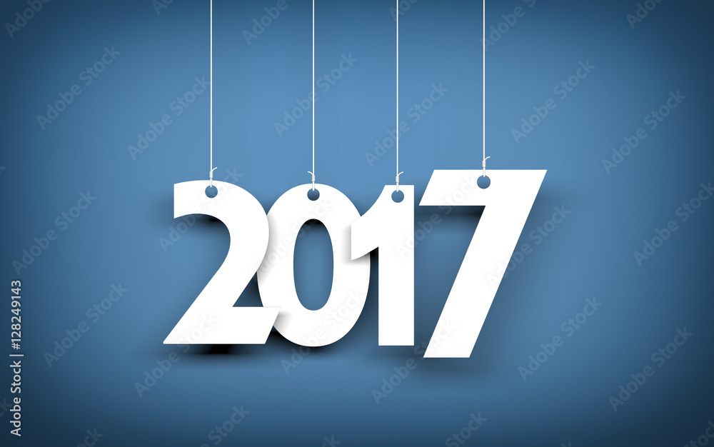 White word 2017 on blue background. New year illustration. 3d illustration White word 2017 on blue background. New year illustration. 3d illustration