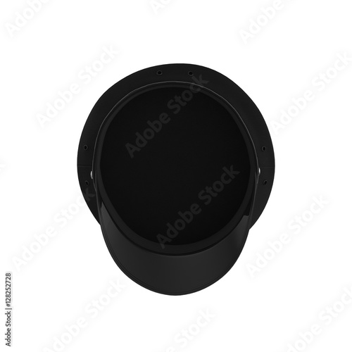 Bottom view police flat cap isolated on white. 3D illustration