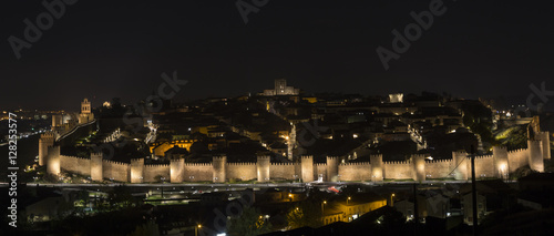 Night view of the walled city of Avila
