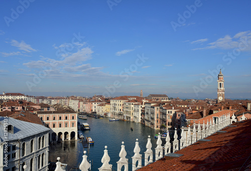 Venice morning skyline over Grand Canal in Rialto