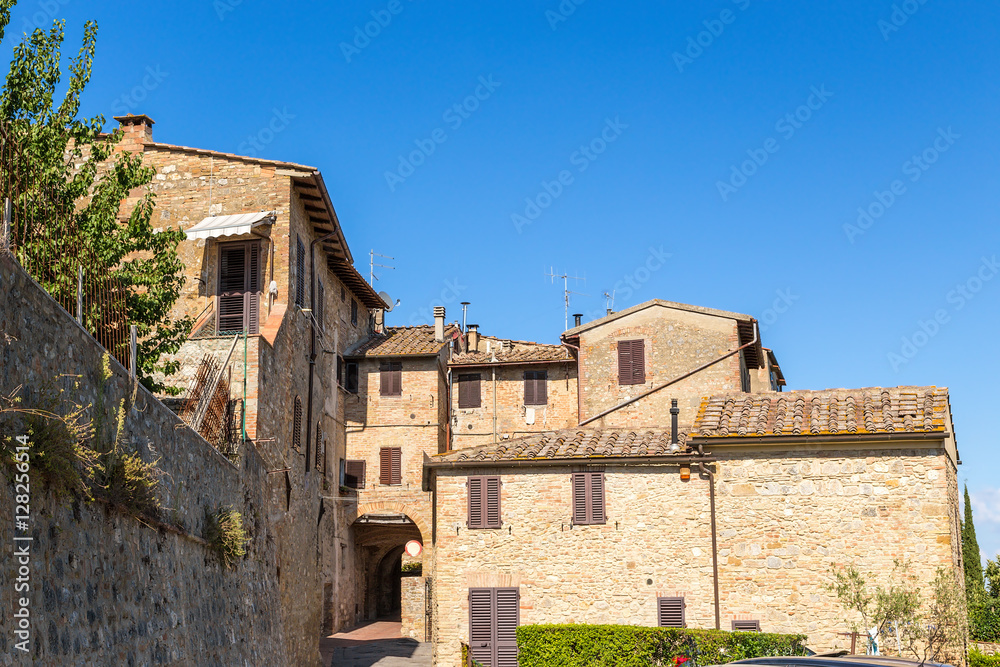 San Gimignano, Italy. Old buildings in the historic center