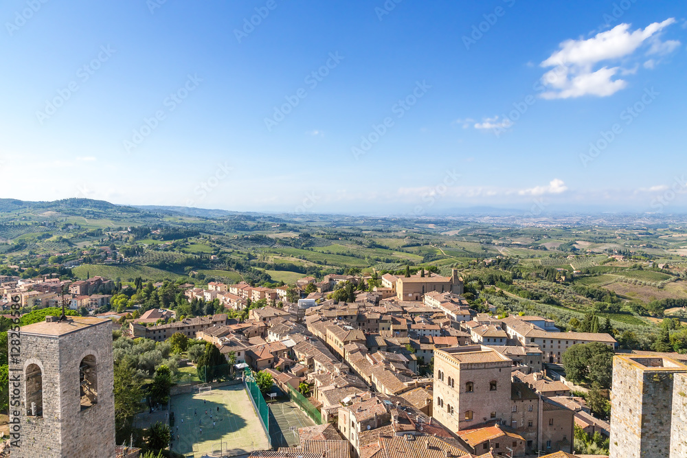 San Gimignano, Italy. Scenic view of the medieval town with its towers (UNESCO)