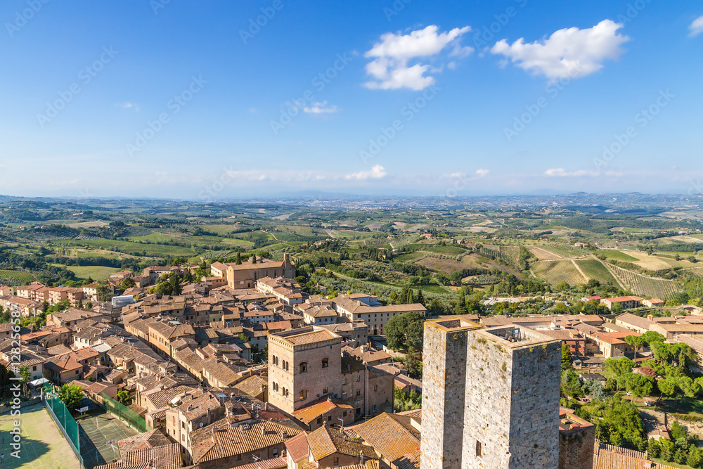 San Gimignano, Italy. Scenic view of the medieval town with its towers