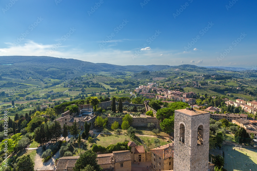 San Gimignano, Italy. View of the town and surrounding area