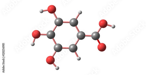 Gallic acid molecular structure isolated on white