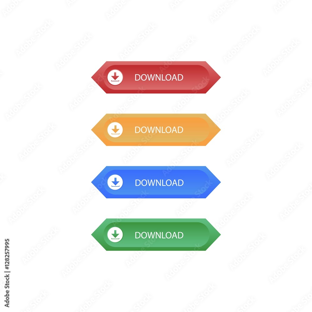 Set of Hexagonal Download Button Set of Hexagonal Download Button