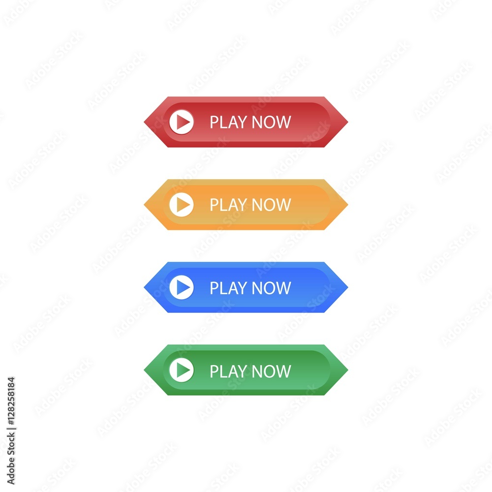 Set of Hexagonal Play Now Button Set of Hexagonal Play Now Button