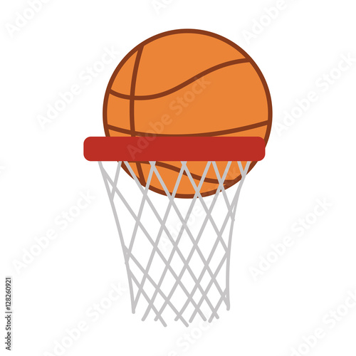 silhouette colorful with basketball hoop and ball vector illustration © grgroup