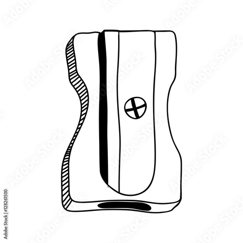 monochrome contour with pencil sharpener vector illustration