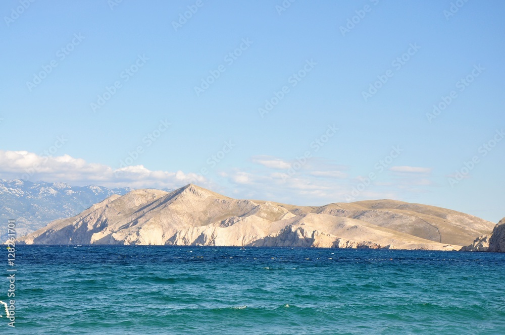 View from the island Krk, seascape scene of croatian sea, Croatia