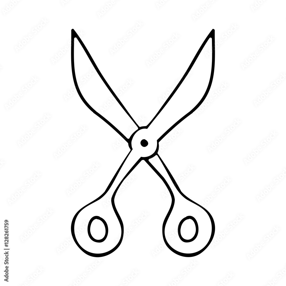 monochrome contour with scissors tool vector illustration monochrome contour with scissors tool vector illustration
