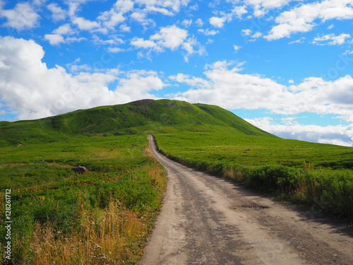 Road up green hill