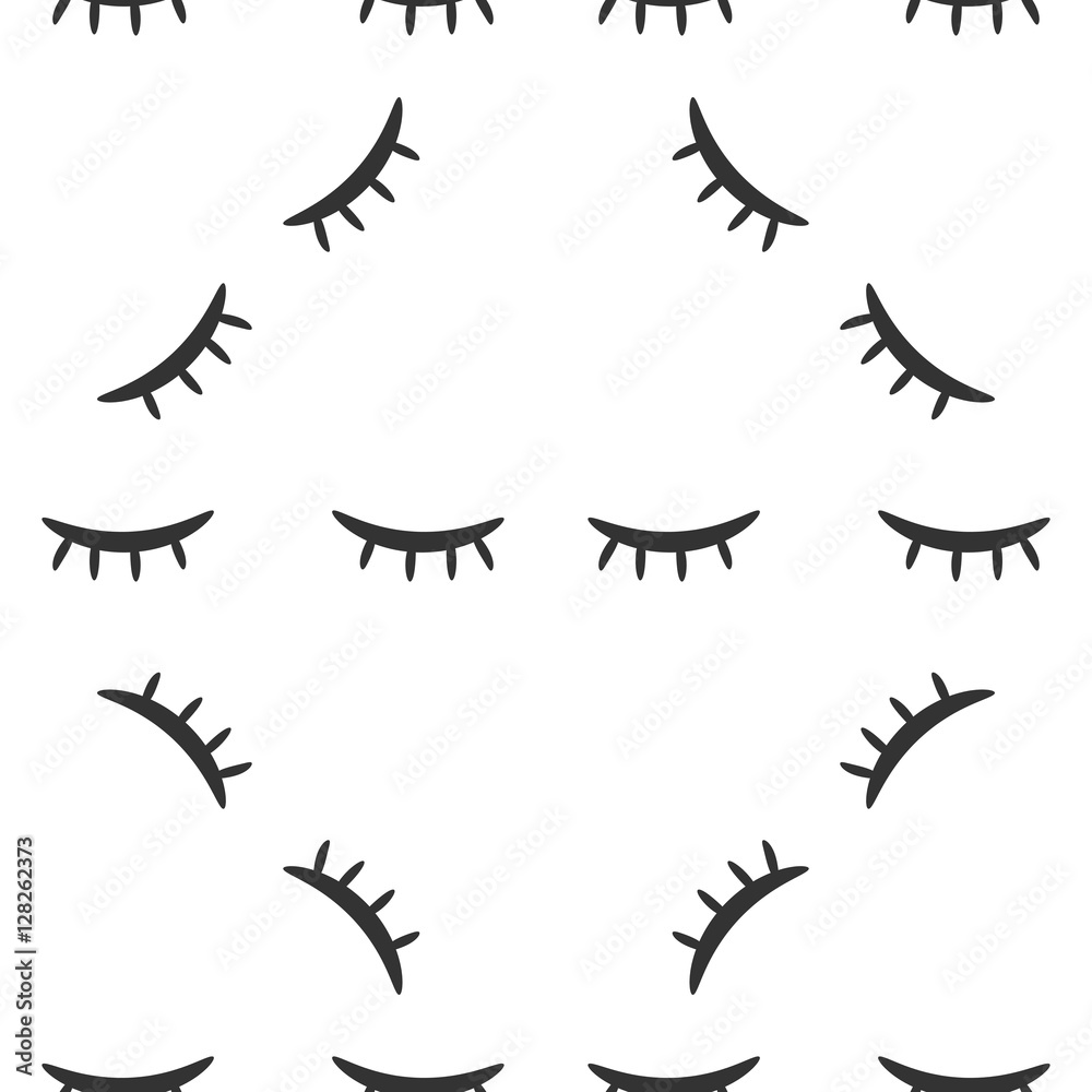 Eyes closed seamless vector pattern black on white Eyes closed seamless vector pattern black on white