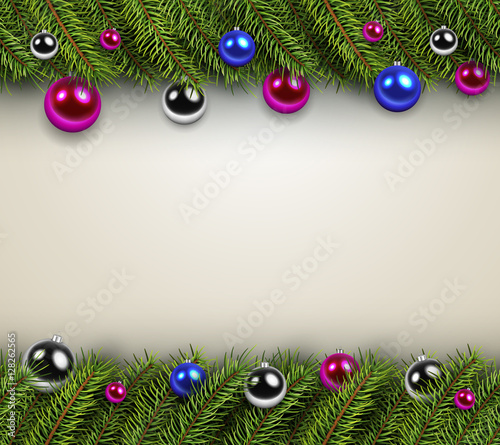 Christmas background with green fir tree