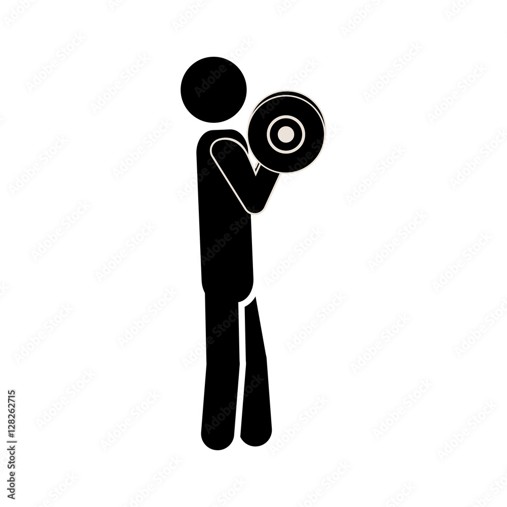 silhouette man lifting a disc weights vector illustration silhouette man lifting a disc weights vector illustration