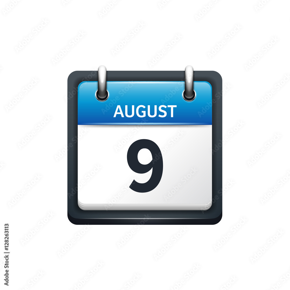 August 9. Calendar icon.Vector illustration,flat style.Month and date.Sunday,Monday,Tuesday,Wednesday,Thursday,Friday,Saturday.Week,weekend,red letter day. 2017,2018 year.Holidays. August 9. Calendar icon.Vector illustration,flat style.Month and date.Sunday,Monday,Tuesday,Wednesday,Thursday,Friday,Saturday.Week,weekend,red letter day. 2017,2018 year.Holidays.