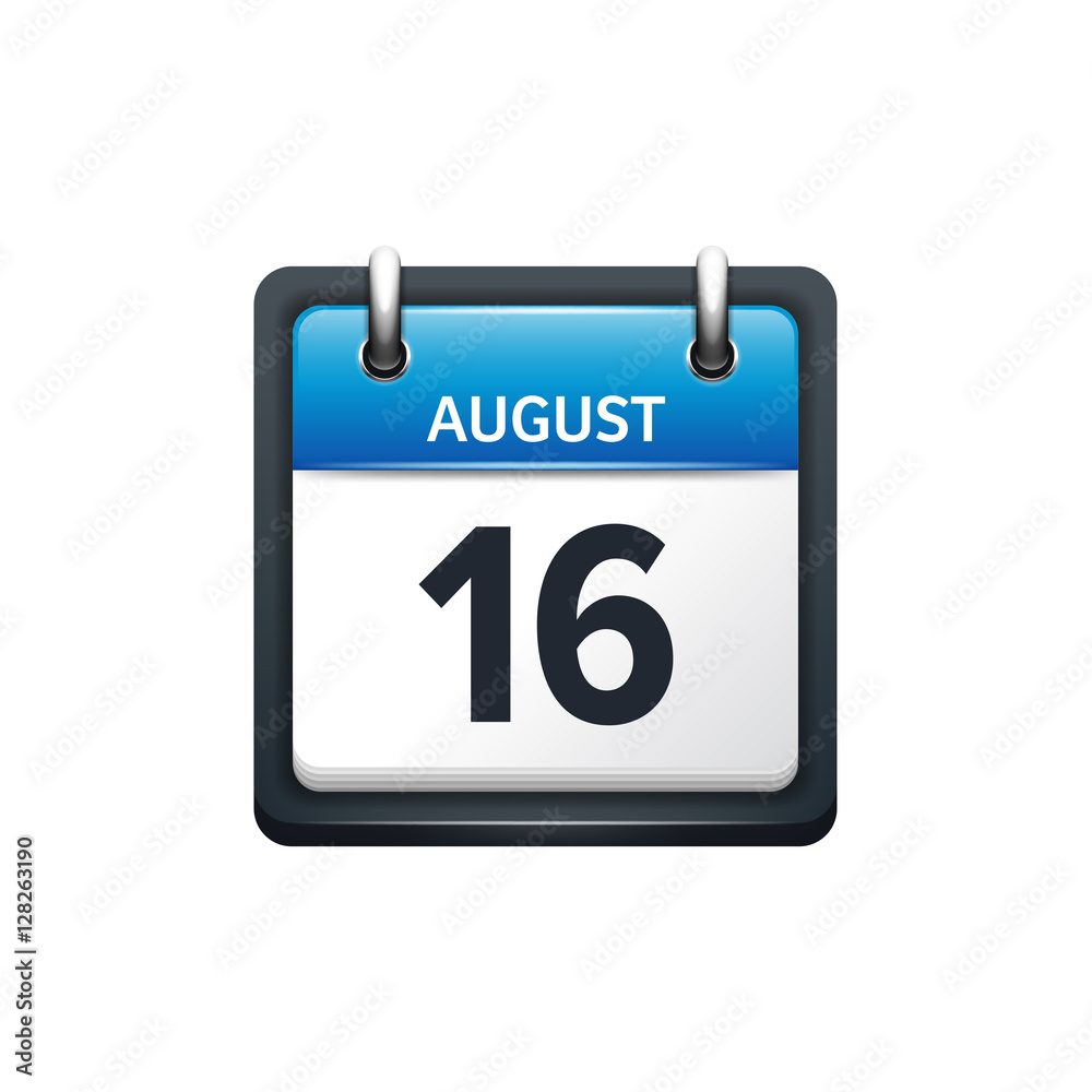 August 16. Calendar icon.Vector illustration,flat style.Month and date.Sunday,Monday,Tuesday,Wednesday,Thursday,Friday,Saturday.Week,weekend,red letter day. 2017,2018 year.Holidays. August 16. Calendar icon.Vector illustration,flat style.Month and date.Sunday,Monday,Tuesday,Wednesday,Thursday,Friday,Saturday.Week,weekend,red letter day. 2017,2018 year.Holidays.