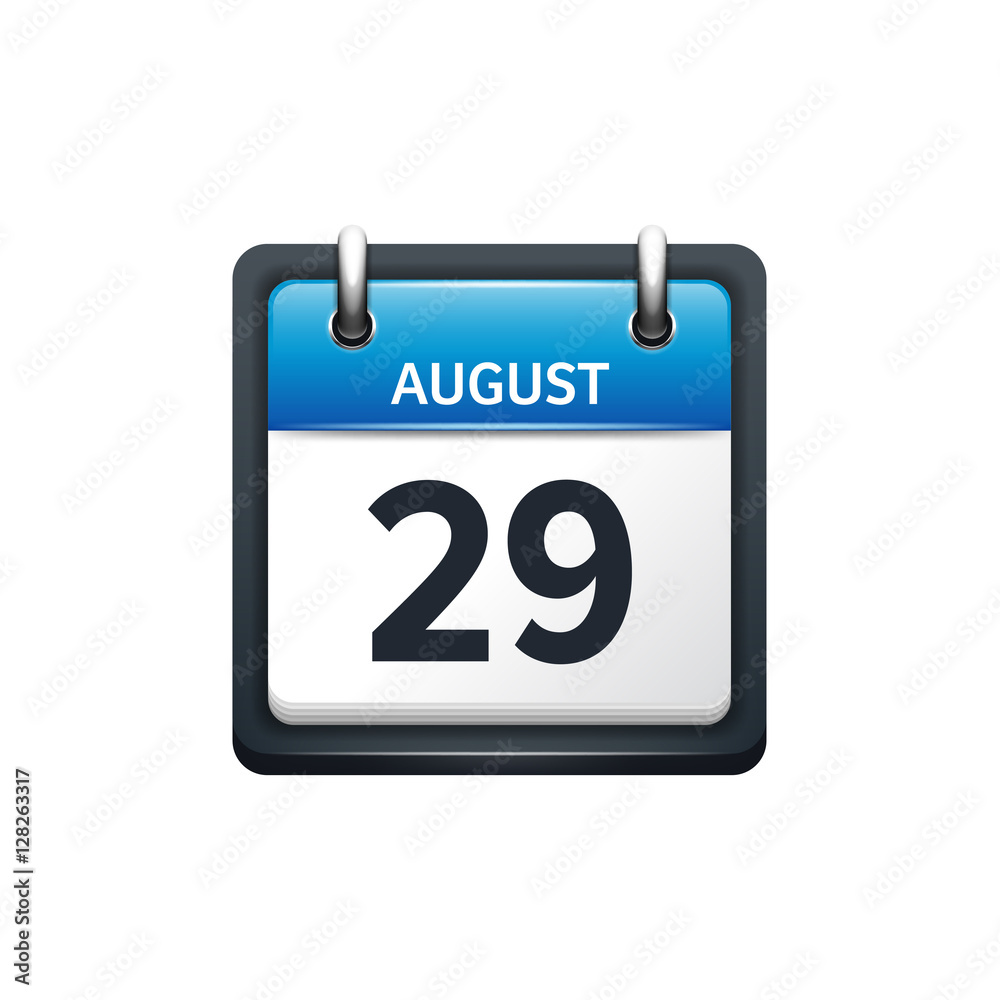 August 29. Calendar icon.Vector illustration,flat style.Month and date.Sunday,Monday,Tuesday,Wednesday,Thursday,Friday,Saturday.Week,weekend,red letter day. 2017,2018 year.Holidays. August 29. Calendar icon.Vector illustration,flat style.Month and date.Sunday,Monday,Tuesday,Wednesday,Thursday,Friday,Saturday.Week,weekend,red letter day. 2017,2018 year.Holidays.