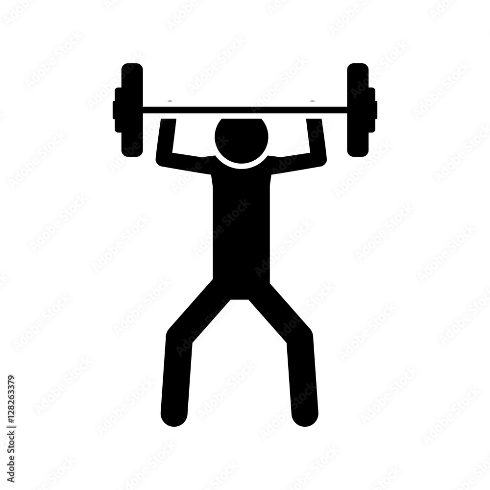 silhouette monochrome with man weightlifting vector illustration silhouette monochrome with man weightlifting vector illustration