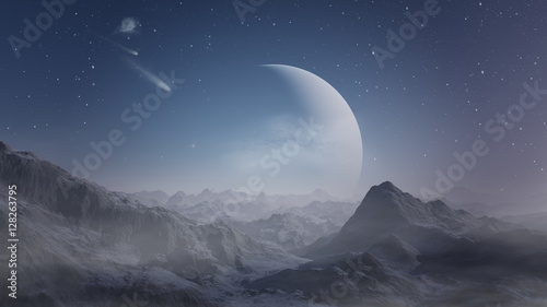 Fototapeta Naklejka Na Ścianę i Meble -  Alien Planet - 3D Rendered Computer Artwork