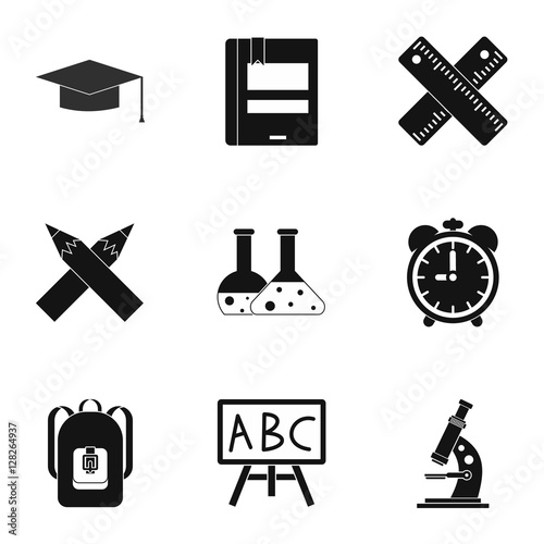 Schooling icons set. Simple illustration of 9 schooling vector icons for web