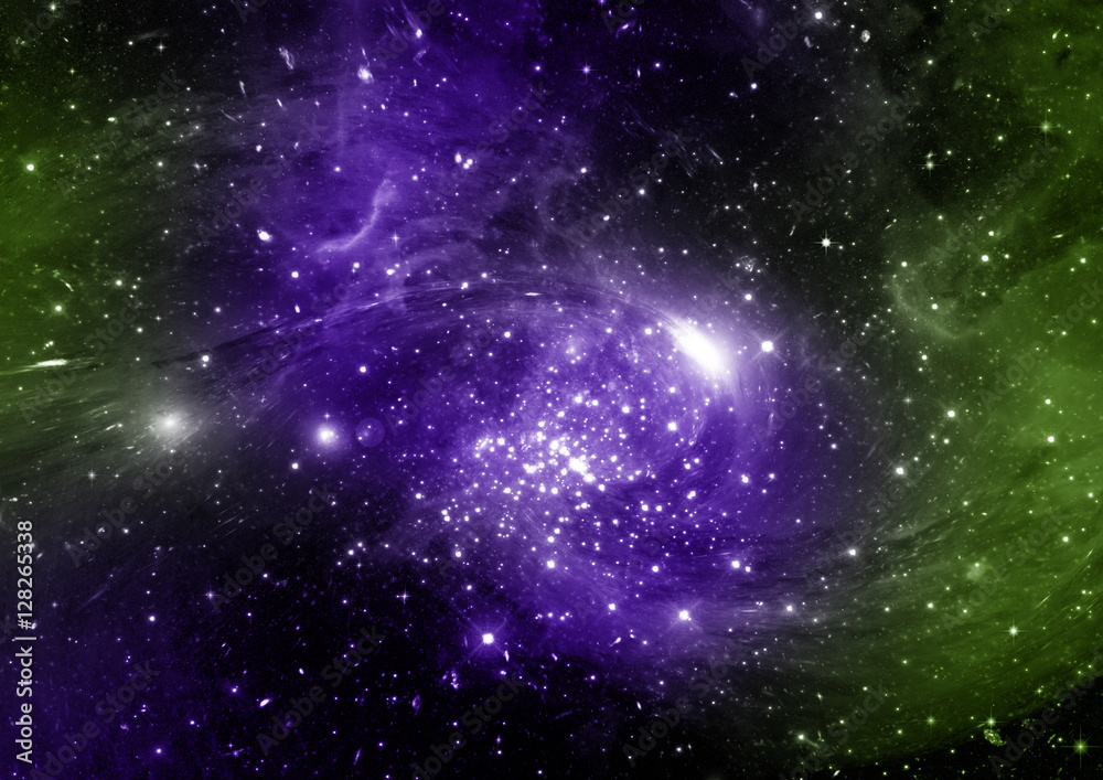 Fototapeta premium Stars, dust and gas nebula in a far galaxy