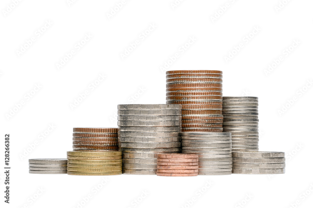 Coin stack isolated on white background Coin stack isolated on white background