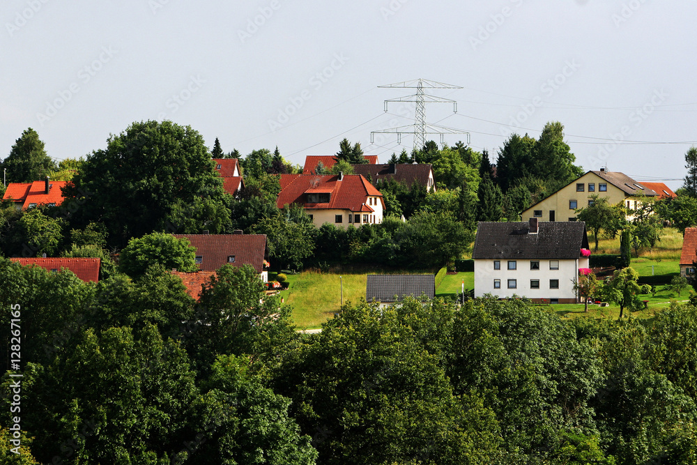 Landscape view over german village
