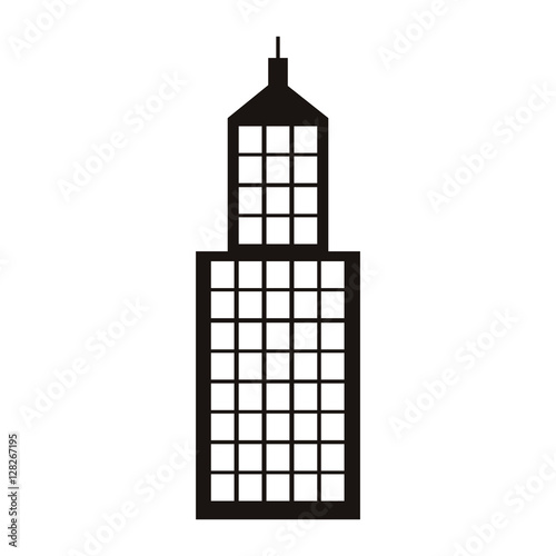 silhouette monochrome with skyscraper building vector illustration